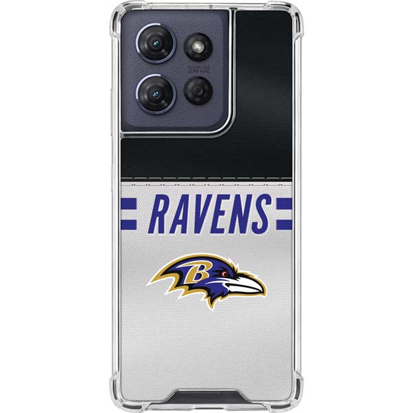 NFL Baltimore Ravens White Striped Moto G 5G (2025) Clear Case