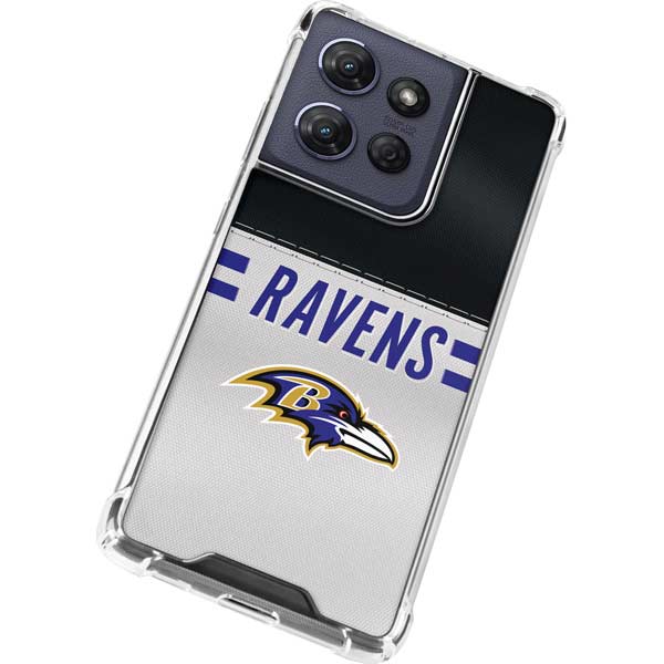 NFL Baltimore Ravens White Striped Moto G 5G (2025) Clear Case