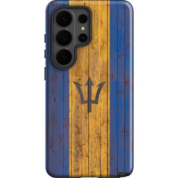 Barbados Flag Dark Wood Galaxy S26 Ultra Impact Case