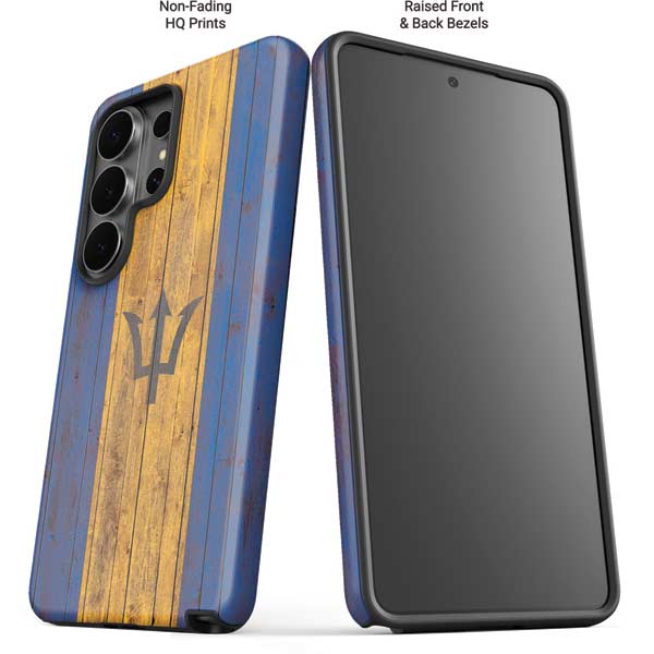 Barbados Flag Dark Wood Galaxy S26 Ultra Impact Case