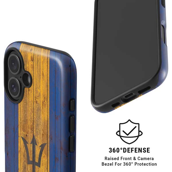 Barbados Flag Dark Wood iPhone 16 Magsafe Impact Case