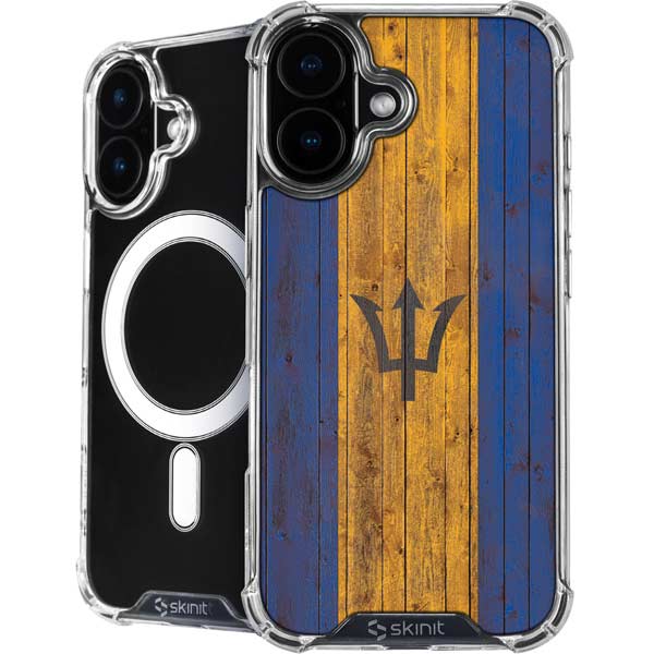 Barbados Flag Dark Wood iPhone 17 MagSafe Case