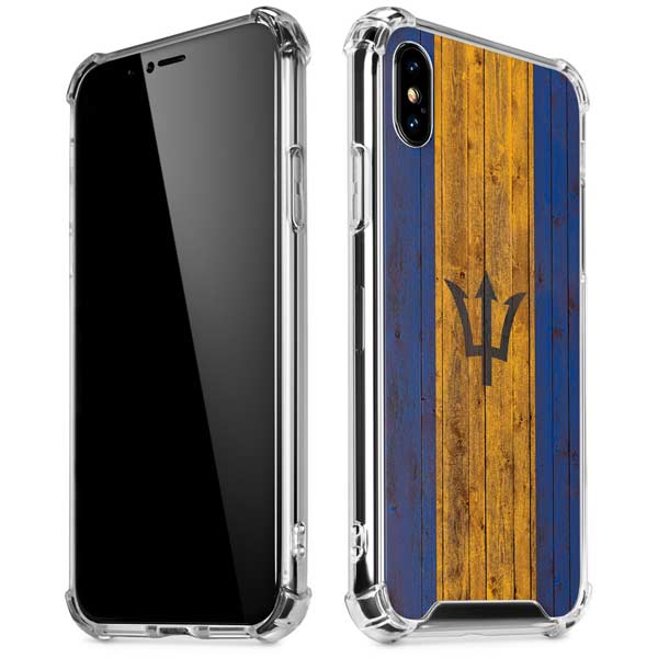 Barbados Flag Dark Wood iPhone X/XS Clear Case