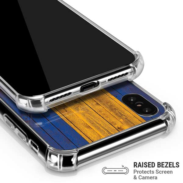 Barbados Flag Dark Wood iPhone X/XS Clear Case