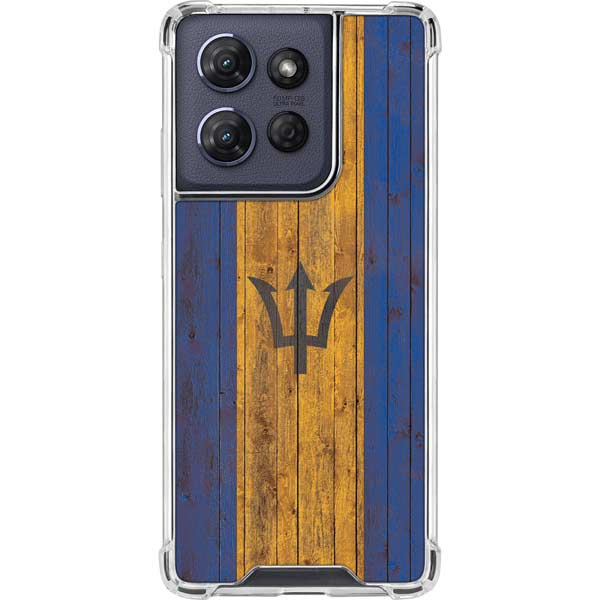 Barbados Flag Dark Wood Moto G 5G (2025) Clear Case