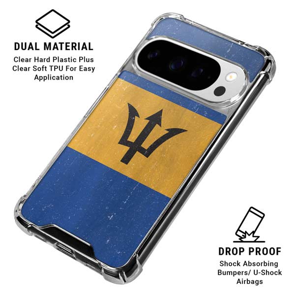 Barbados Flag Distressed Google Pixel 10 Pro XL Clear Case