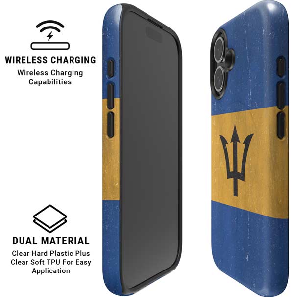 Barbados Flag Distressed iPhone 16 Magsafe Impact Case