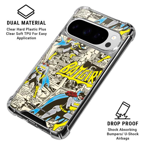 DC Comics Batman Batgirl Vintage Action pose pattern Google Pixel 10 Pro XL Clear Case