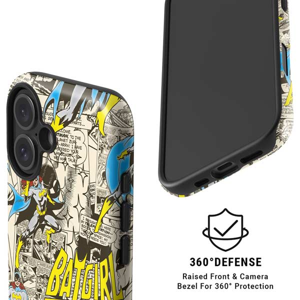 DC Comics Batman Batgirl Vintage Action pose pattern iPhone 17 Magsafe Impact Case