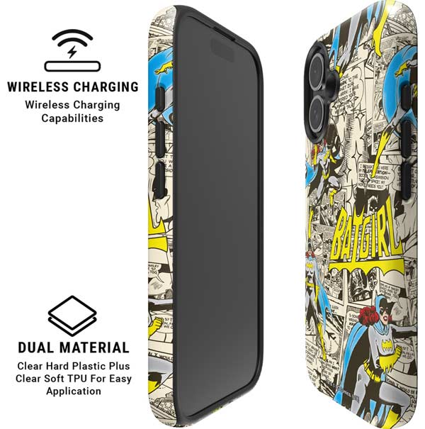 DC Comics Batman Batgirl Vintage Action pose pattern iPhone 17 Magsafe Impact Case