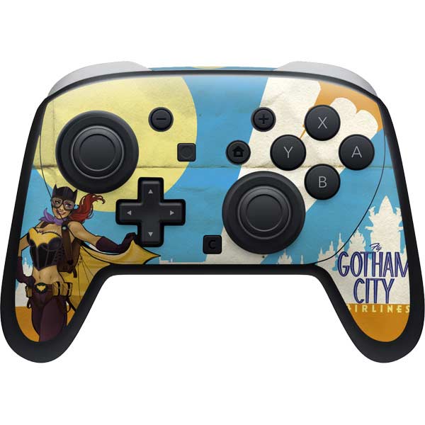 DC Comics Bombshells Batgirl- Fly Gotham City Airlines Nintendo Switch 2 (2025) Pro Controller Skin