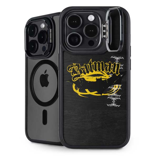 DC Comics Batman Dark Knight Logo Yellow & Black iPhone 14 Pro Kickstand Case