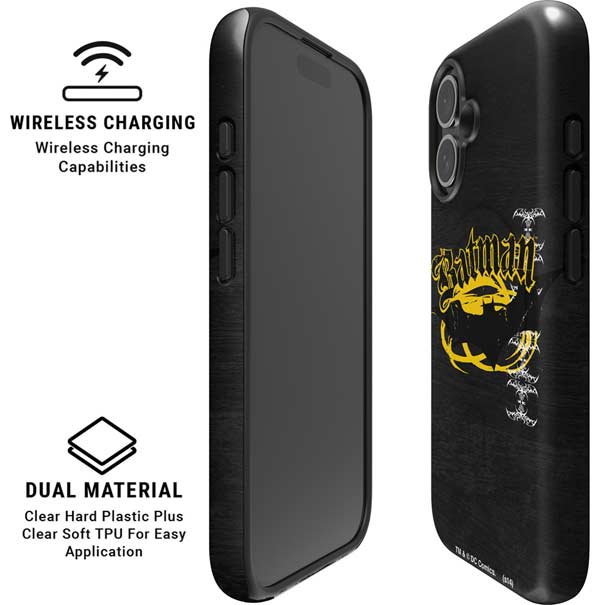 DC Comics Batman Dark Knight Logo Yellow & Black iPhone 16 Magsafe Impact Case