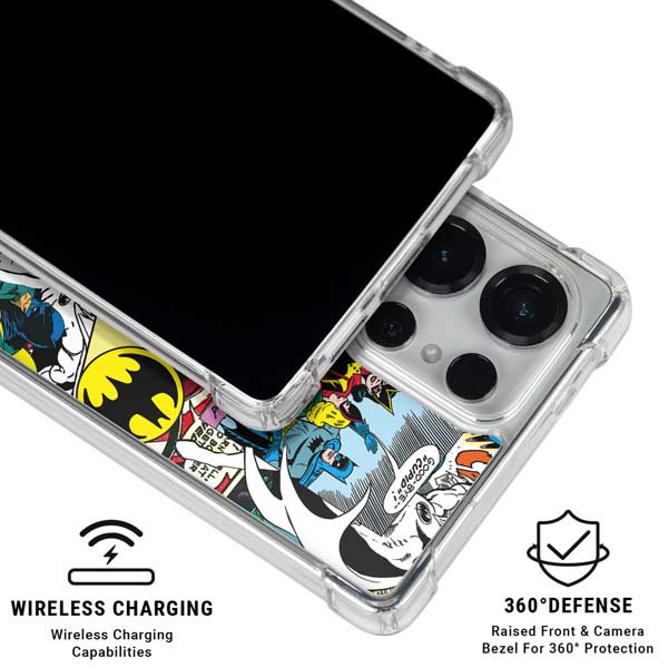 DC Comics Batman Vintage Pose Collage Art Galaxy S25 Ultra Clear Case