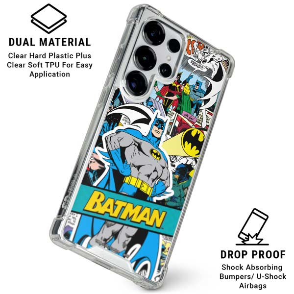 DC Comics Batman Vintage Pose Collage Art Galaxy S25 Ultra Clear Case
