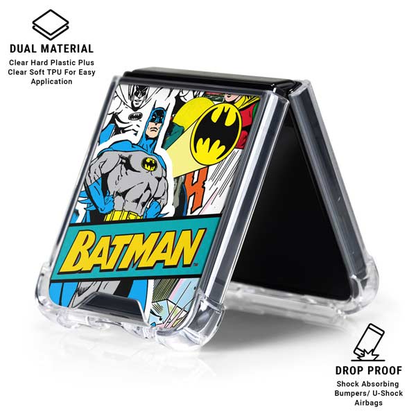 DC Comics Batman Vintage Pose Collage Art Galaxy Z Flip7 Clear Case