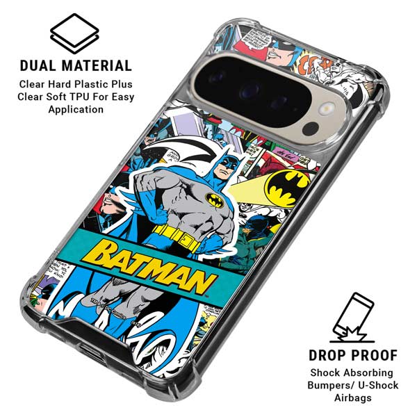 DC Comics Batman Vintage Pose Collage Art Pixel 9 Pro XL Clear Case