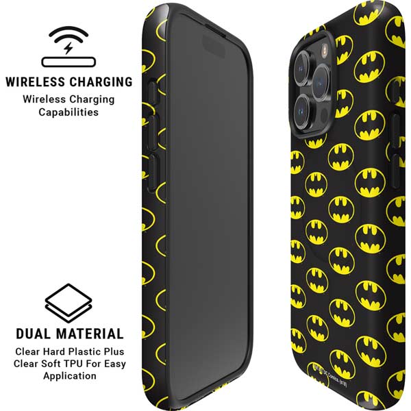 DC Comics Batman Logo All Over Print iPhone 16 Pro Magsafe Impact Case