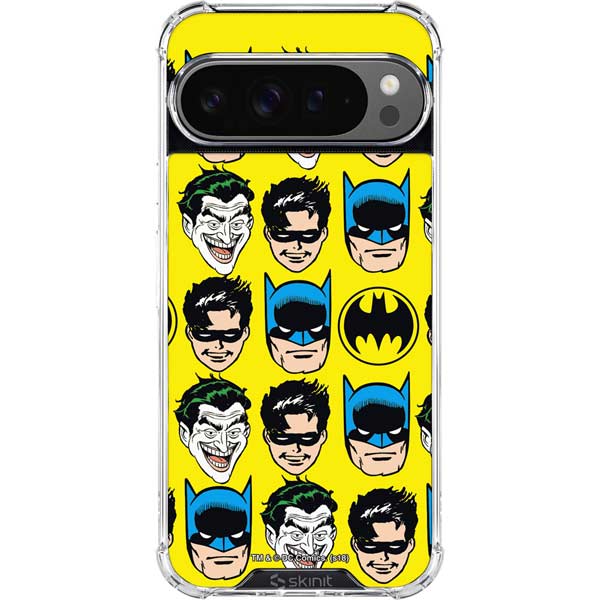 DC Comics Batman Vintage Character Pattern - Joker and Robin Google Pixel 10 Pro Clear Case