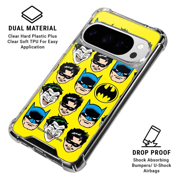 DC Comics Batman Vintage Character Pattern - Joker and Robin Google Pixel 10 Pro Clear Case