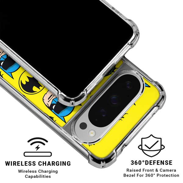 DC Comics Batman Vintage Character Pattern - Joker and Robin Google Pixel 10 Pro Clear Case