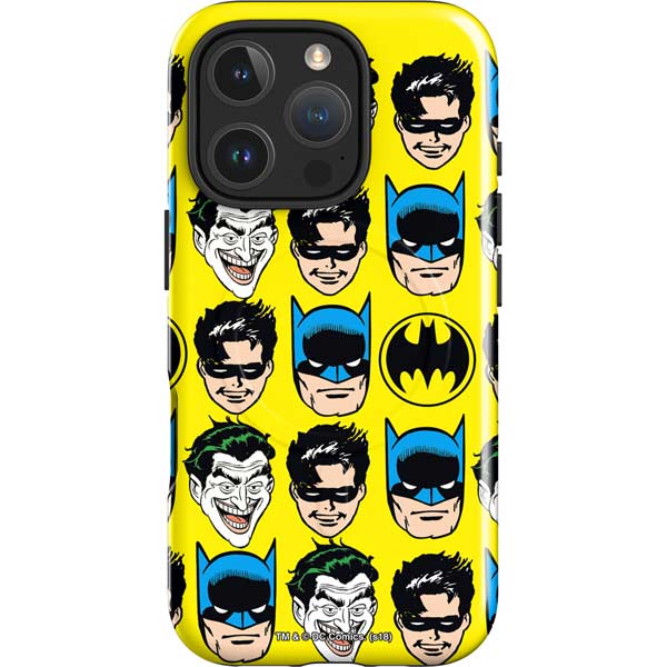 DC Comics Batman Vintage Character Pattern - Joker and Robin iPhone 16 Pro Magsafe Impact Case