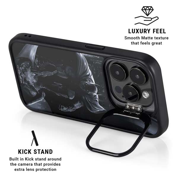 DC Comics Arkham Origins Batman In action pose iPhone 14 Pro Max Kickstand Case