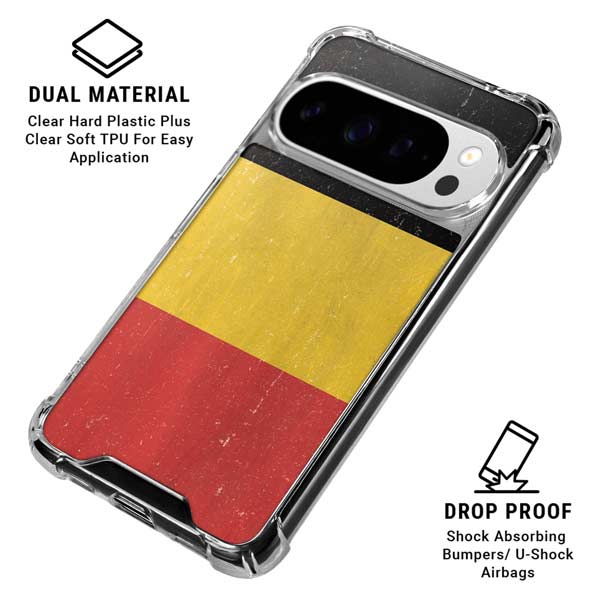 Belgium Flag Distressed Google Pixel 10 Pro XL Clear Case