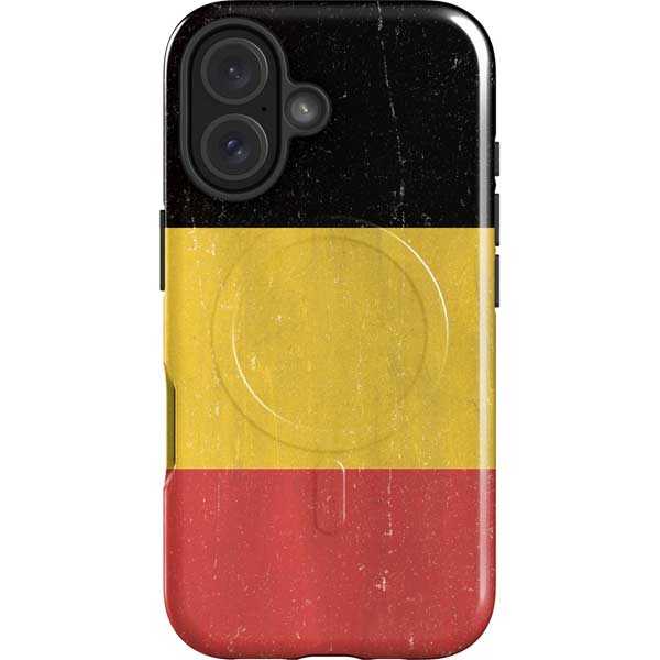 Belgium Flag Distressed iPhone 16 Magsafe Impact Case