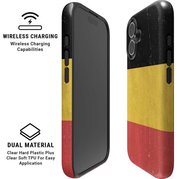 Belgium Flag Distressed iPhone 16 Plus Magsafe Impact Case