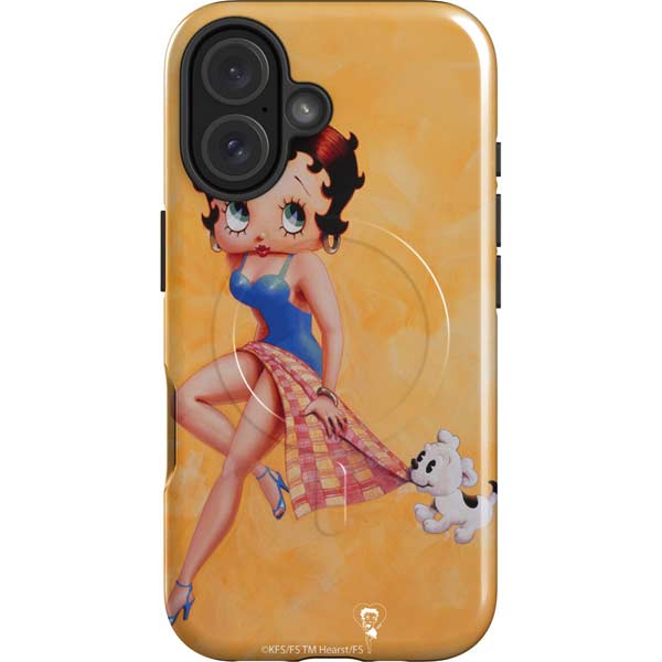 Betty Boop With Puppy Orange Background iPhone 16 Magsafe Impact Case