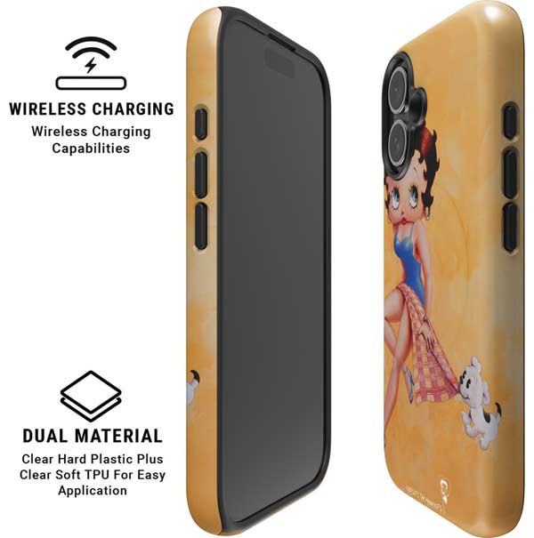 Betty Boop With Puppy Orange Background iPhone 16 Magsafe Impact Case