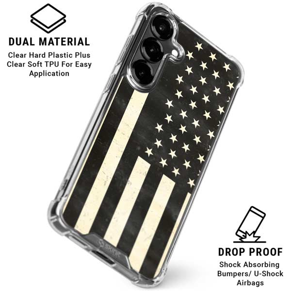 Black & White USA Flag Galaxy S26 Clear Case