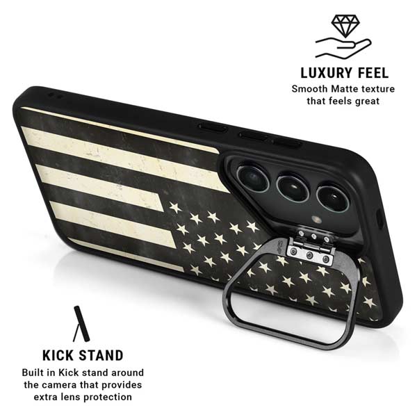 Black & White USA Flag Galaxy S26 Ultra Kickstand Case