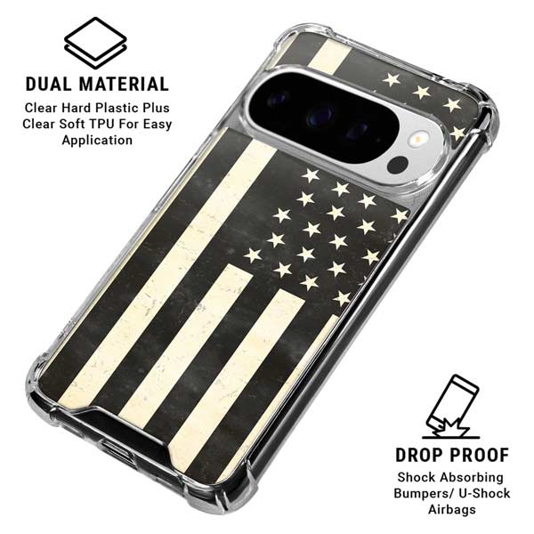 Black & White USA Flag Google Pixel 10 Pro Clear Case