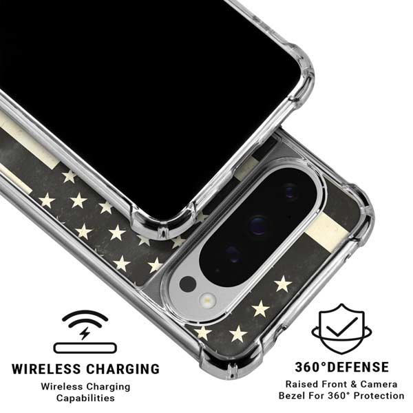 Black & White USA Flag Google Pixel 10 Pro Clear Case