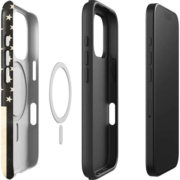 Black & White USA Flag iPhone 16 Pro Magsafe Impact Case