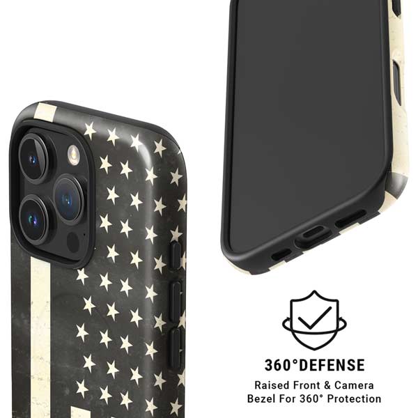 Black & White USA Flag iPhone 16 Pro Magsafe Impact Case