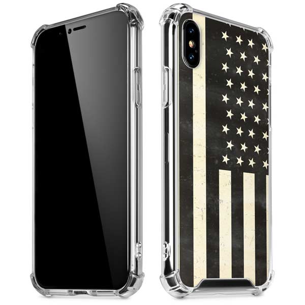 Black & White USA Flag iPhone X/XS Clear Case