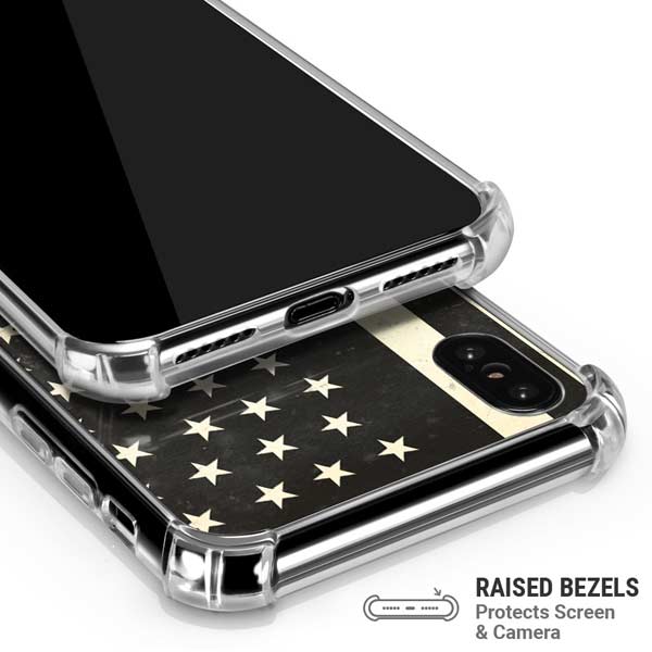 Black & White USA Flag iPhone X/XS Clear Case