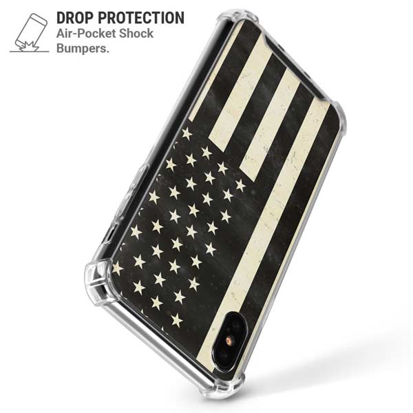 Black & White USA Flag iPhone X/XS Clear Case