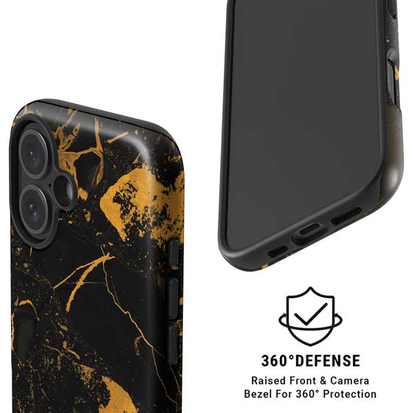 Black and Gold Scattered Marble iPhone 16 Magsafe Impact Case