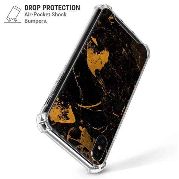 Black and Gold Scattered Marble iPhone X/XS Clear Case