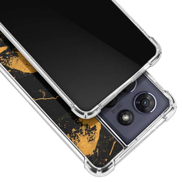 Black and Gold Scattered Marble Moto G 5G (2025) Clear Case