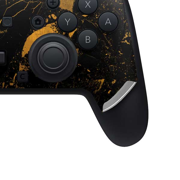 Black and Gold Scattered Marble Nintendo Switch 2 (2025) Pro Controller Skin