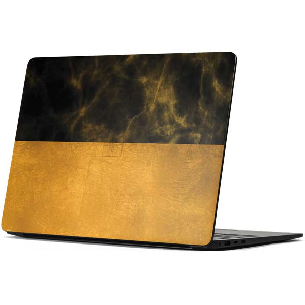 Black and Gold Split Marble Surface Laptop 7 15in Skin