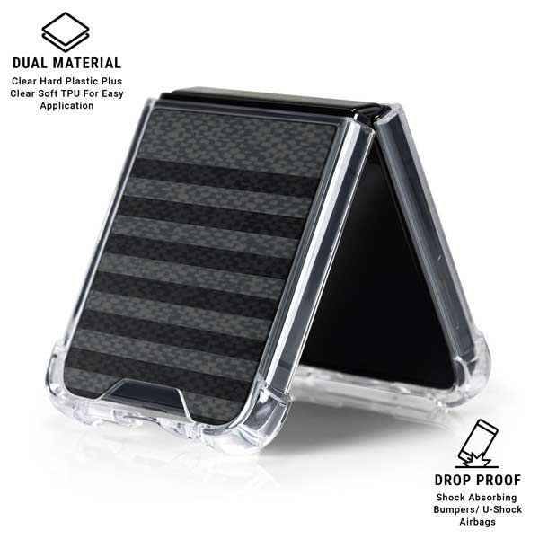 Black and Grey Stripes Galaxy Z Flip7 Clear Case