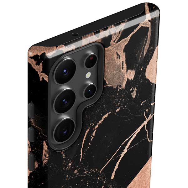 Black and Rose Gold Marble Split Galaxy S23 Ultra Pro Case