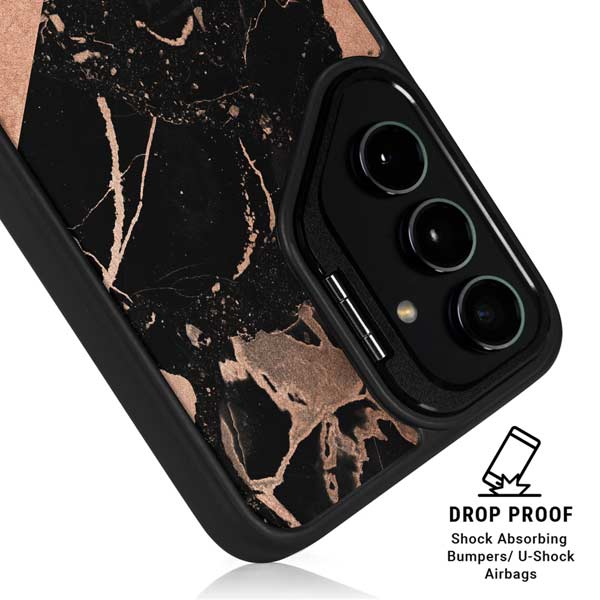 Black and Rose Gold Marble Split Galaxy S26 Ultra Kickstand Case