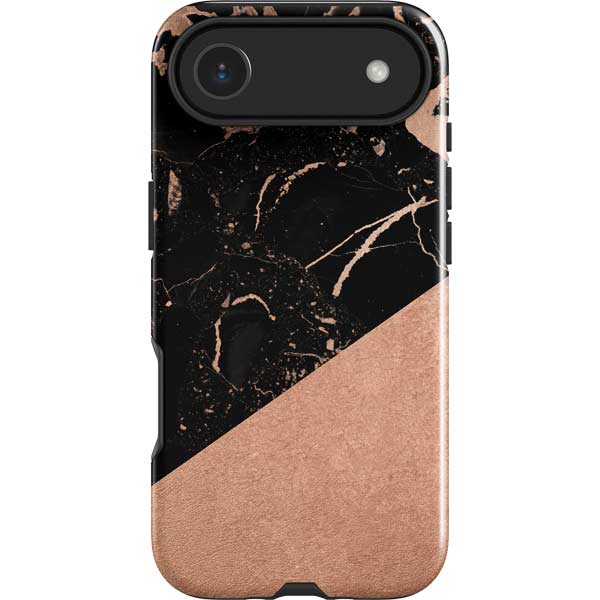 Black and Rose Gold Marble Split iPhone 17 Air Impact Case